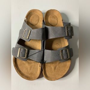 George Men's Gray Two Band Footbed Slide Sandal